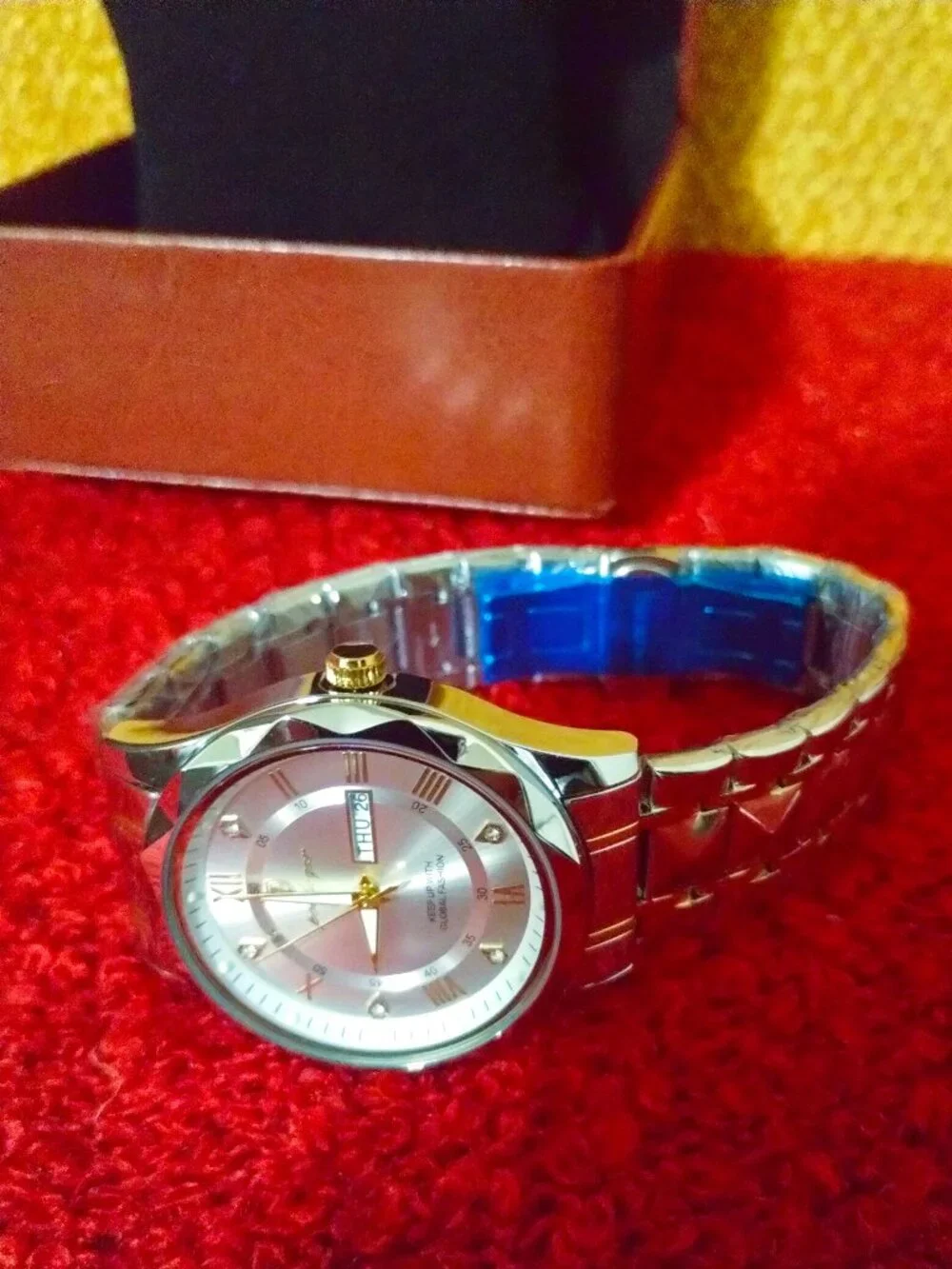 POEDAGAR Luxury Men's Watch - Two-Tone Stainless Steel with Day-Date